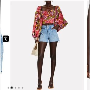 FRAME Double Button Denim Shorts